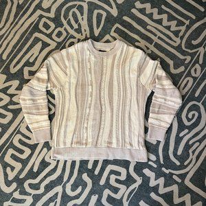Abercrombie & Fitch Off White Patterned Crewneck Sweater